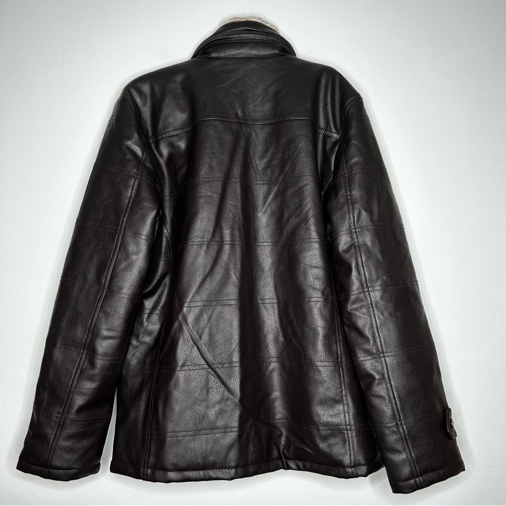 NWT‎ Emporio &Co Dark Brown Faux Leather Jacket Coat Size XXL Fits like a Large - Picture 2 of 16